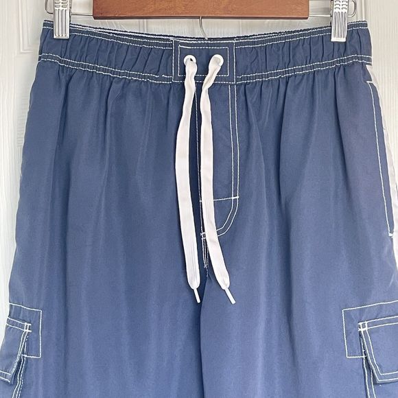 Asbury Threadz Mens Trunk Medium Elastic Waist Swim Navy Mako Core Performance - Picture 14 of 16